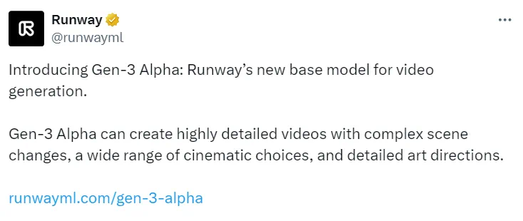 Runway版Sora發布：高保真、超強一致性，Gen-3 Alpha震撼到網友了