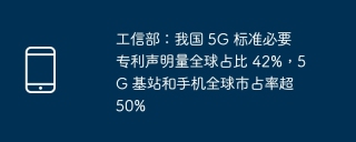 工信部：我国 5G 标准必要专利声明量全球占比 42%，5G 基站和手机全球市占率超 50%