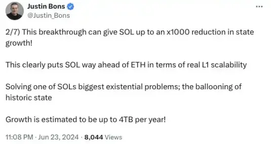 状态成本降低 5200 倍,ZK Compression 让 Solana 吊打以太坊?