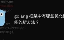 golang 框架中有哪些优化性能的新方法？