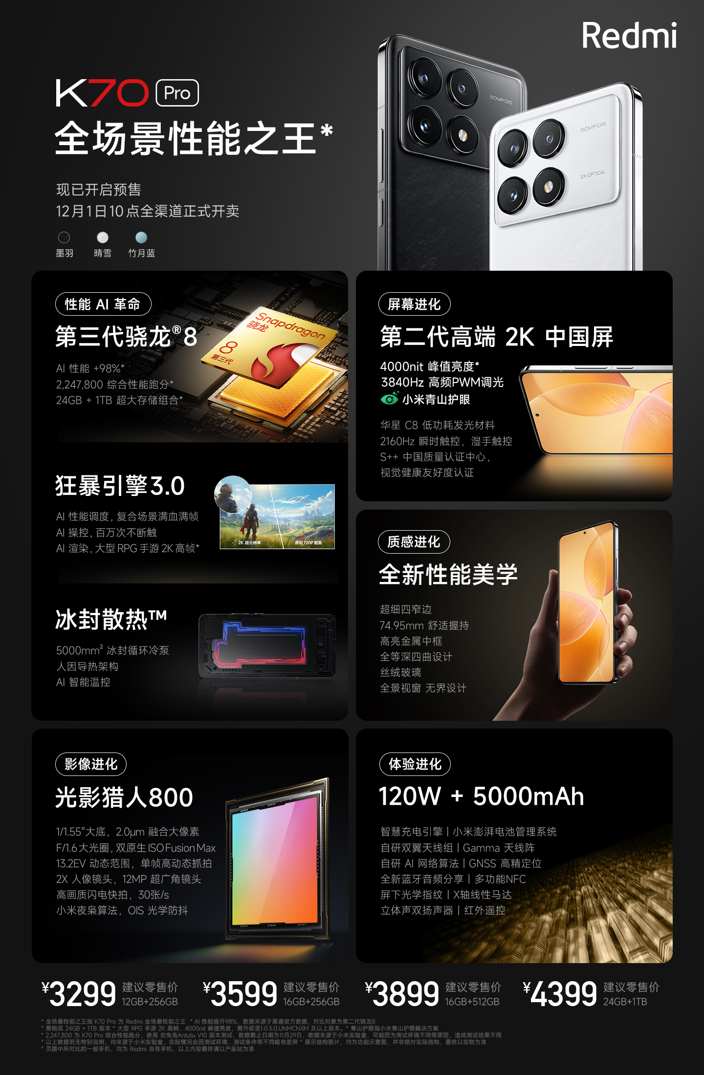 Redmi K70系列三箭齐发，2499元起的标准版挑大梁