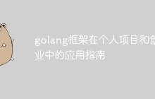 golang框架在个人项目和创业中的应用指南