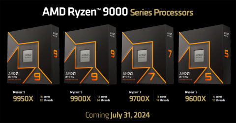 AMD 确认锐龙 9000 系列处理器 7 月 31 日发售，TDP 降低且性能比 7000 系列提升约 11~22%