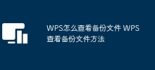 Bagaimana untuk melihat fail sandaran dalam WPS Bagaimana untuk melihat fail sandaran dalam WPS