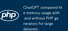 ChatGPT compared the memory usage with and without PHP generators for large datasets.