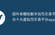 国外有哪些数字货币交易平台十大虚拟币交易平台app
