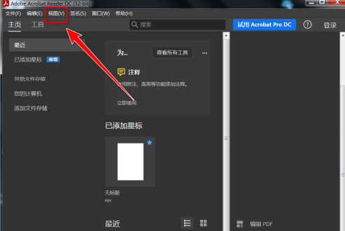 adobe acrobat reader dc怎样隐藏右侧窗格 adobe acrobat reader dc隐藏右侧窗格的方法