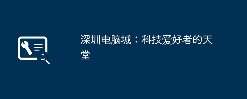 심천 컴퓨터 시티: 기술 애호가들의 천국