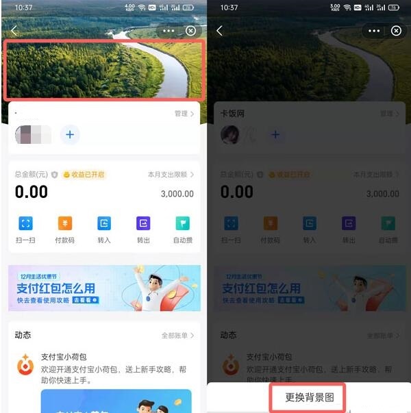 支付宝小荷包怎么设置背景 支付宝小荷包设置背景方法