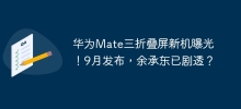 Huawei Mate three-fold screen new model revealed! Released in September, Yu Chengdong has spoiled it?