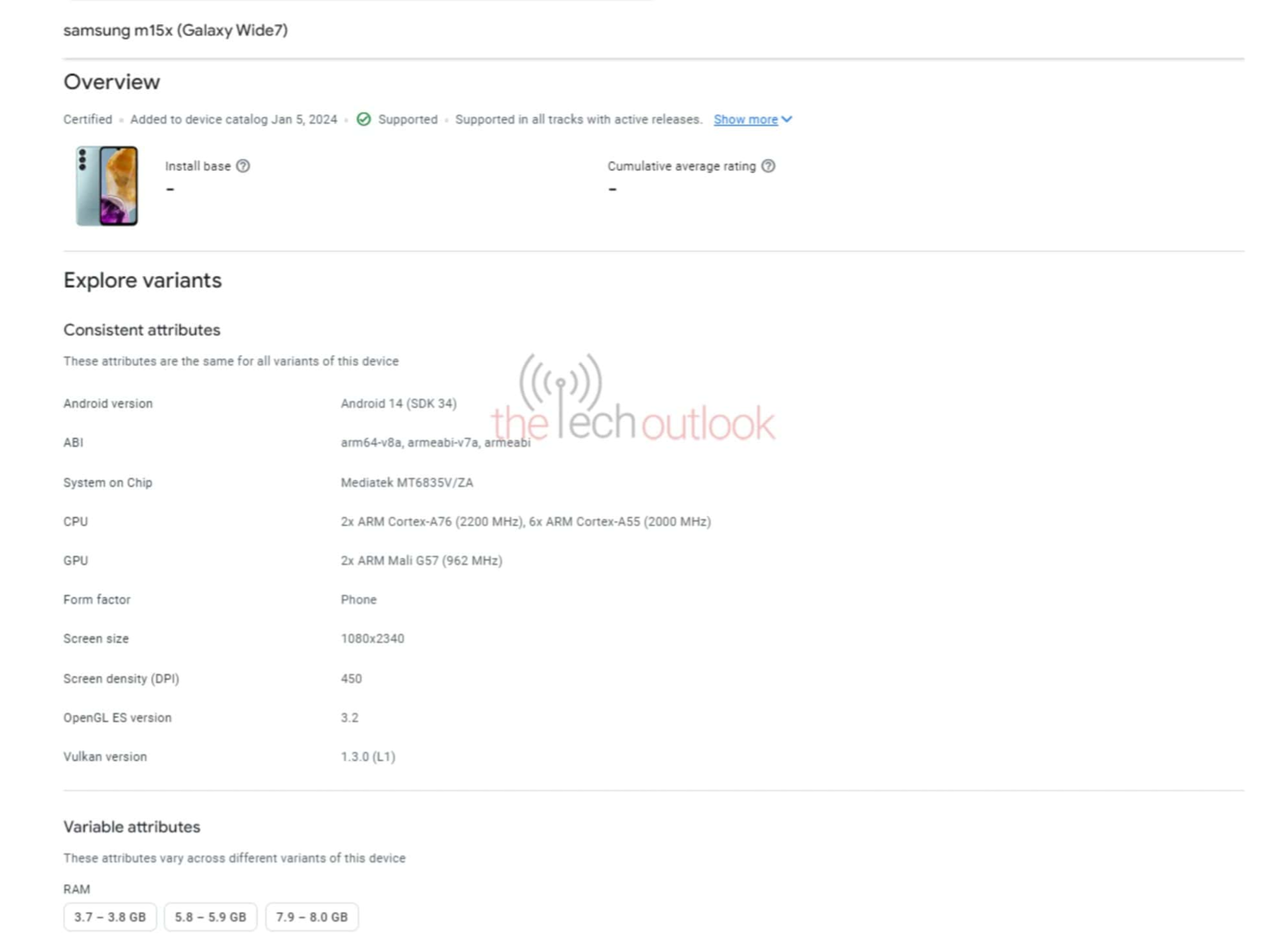 Samsung Galaxy Wide7 mobile phone exposed: expected to be a derivative of M15 5G, built for the Korean market