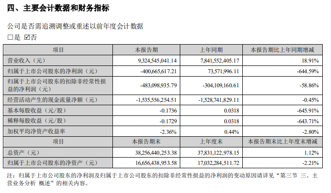 iFlytek's revenue in the first half of 2024 was 9.325 billion yuan, a year-on-year increase of 18.91%, with a net loss of 401 million yuan