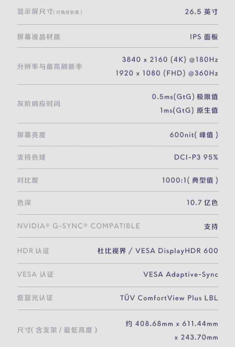 外星人 26.5 英寸 AW2725QF 双模电竞显示器开售：4K 180Hz / 1080P 360Hz，5999 元