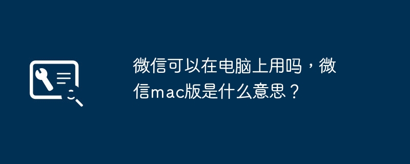 WeChat을 컴퓨터에서 사용할 수 있나요? WeChat Mac 버전이란 무엇인가요?