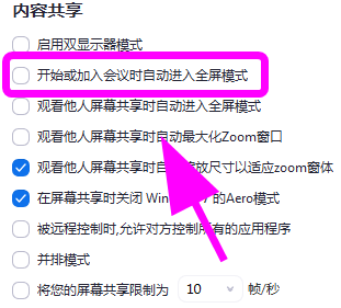 Zoom怎么设置进入视频会议自动全屏 