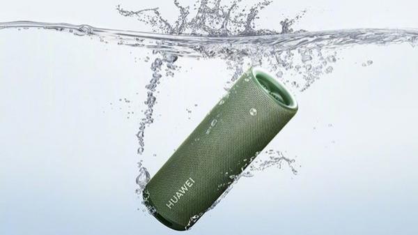 Huawei Sound Joy 2, images réelles de la machine exposées, noir, gris et vert, IP67 étanche à la poussière et à l'eau