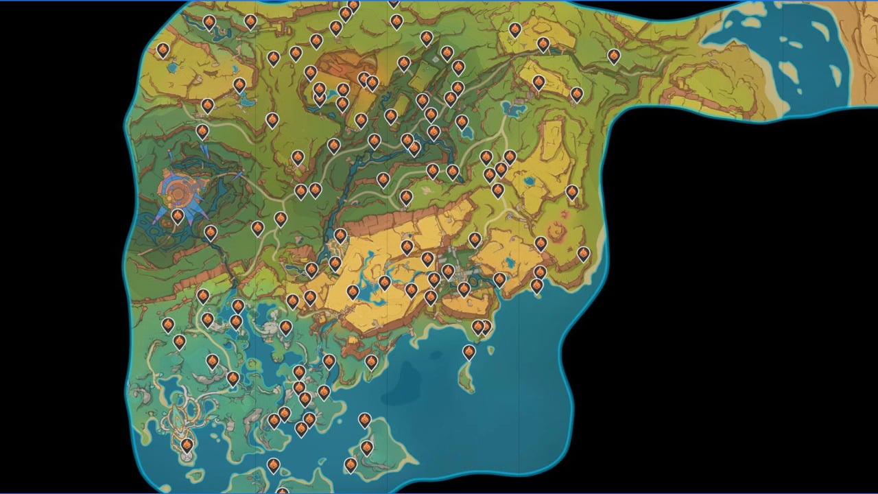 Les 109 emplacements Pyroculus dans Genshin Impact