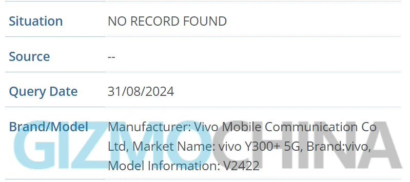 Vivo Y300+ mobile phone appears in IMEI database, the series includes 3 new phones