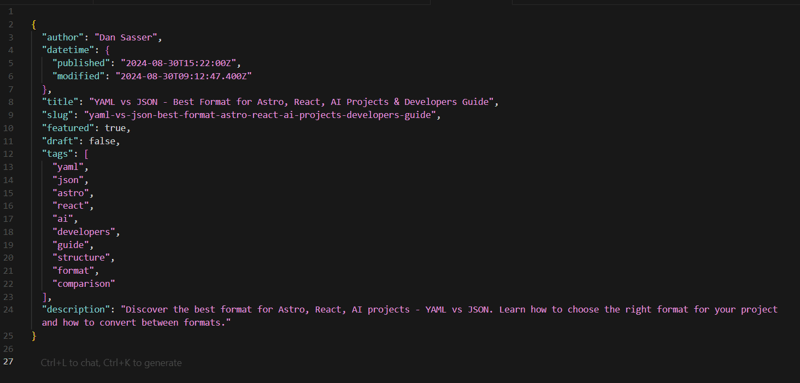 YAML lwn JSON - Format Terbaik untuk Projek Astro, React & AI. Panduan Pembangun: Bahagian 1