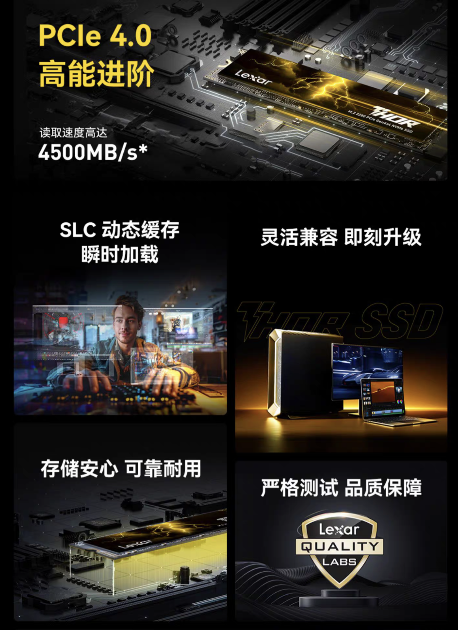 雷克沙 THOR NVMe M.2 固态硬盘上架：读速 4200MB/s，1TB 售 399 元