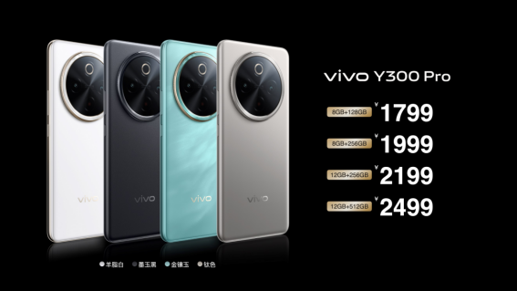 vivo Y300 Pro发布：搭载6500mAh蓝海电池，售价1799元起