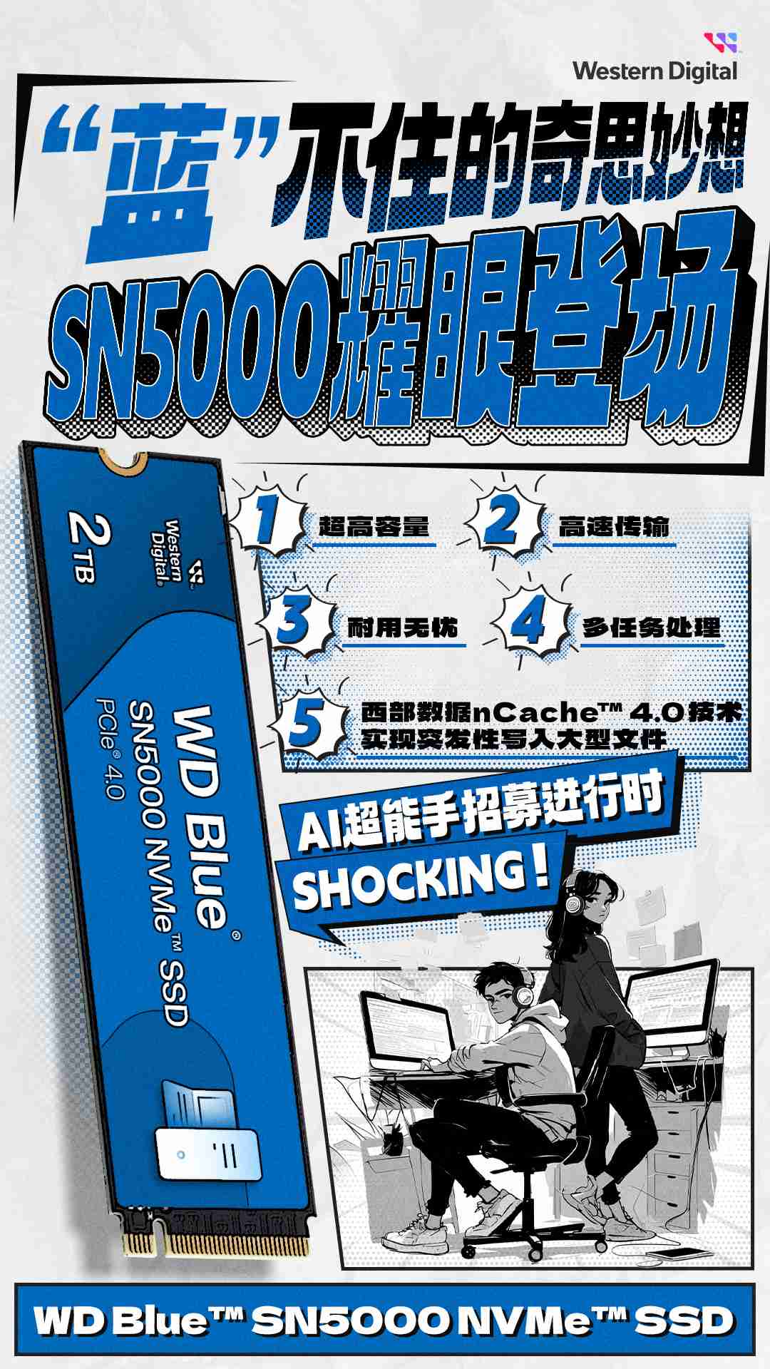 西数发布 SN5000 固态硬盘：1TB 型号 579 元