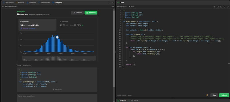 Leetcode: Größter gemeinsamer Teiler von Strings