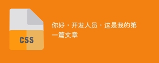 你好,开发人员,这是我的第一篇文章