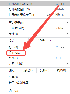 小岛浏览器的投射功能在哪里设置
