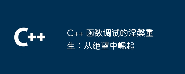 C++ 函数调试的涅槃重生：从绝望中崛起