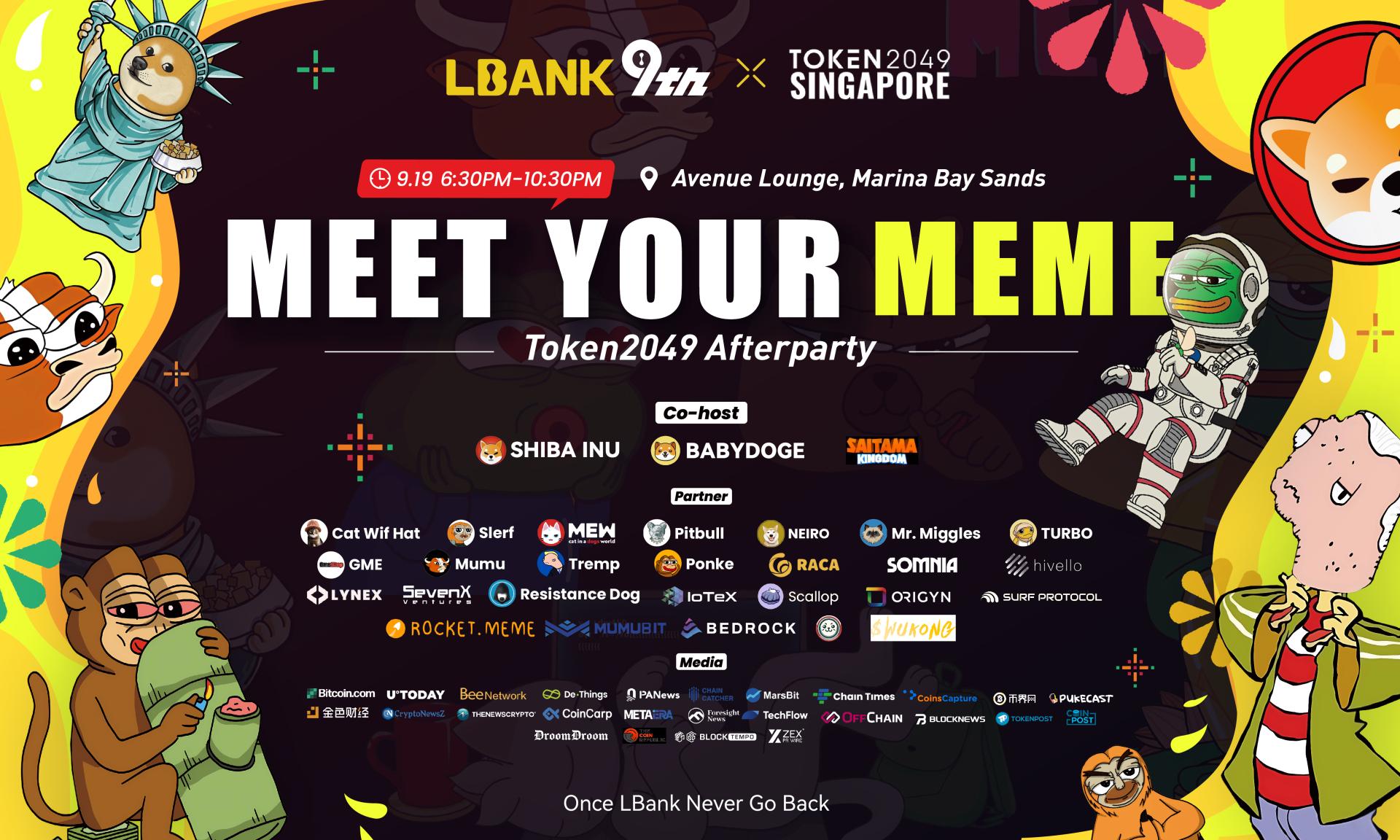 LBank veranstaltet die „Meet Your Meme'-Afterparty bei TOKEN2049 und feiert den kulturellen Einfluss von Meme-Münzen