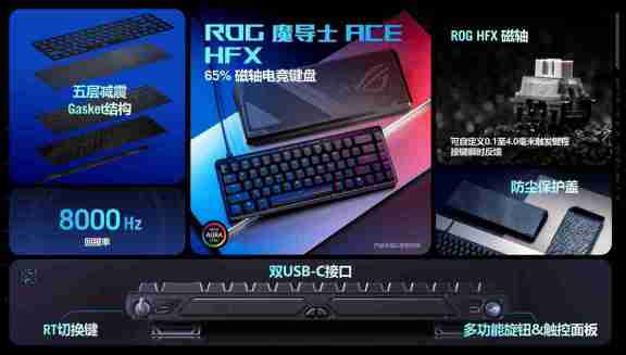 华硕 ROG 魔导士 ACE HFX 磁轴有线机械键盘上架:65% 配列、自研轴体,999 元