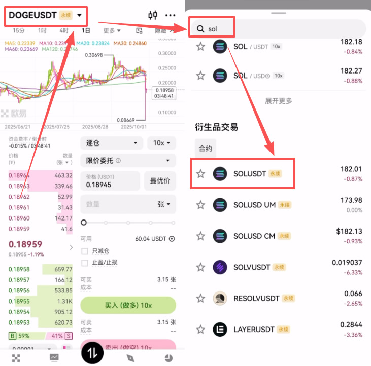 欧易合约交易对选择