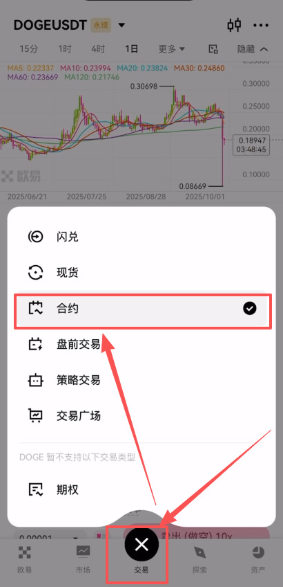 欧易合约交易界面入口
