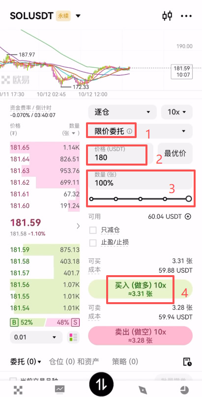 欧易限价委托操作界面
