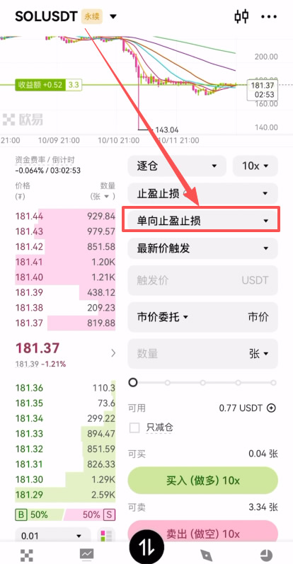 欧易单向止盈止损