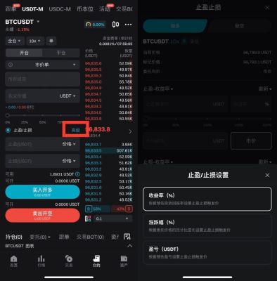 Bitget App端参数设置界面