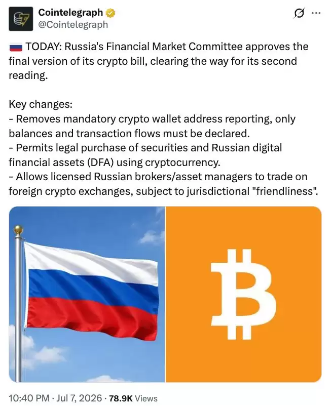 俄罗斯阿尔法银行开启加密货币交易测试,国内加密法案即将迎来二读