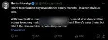 Bitwise CEO Hunter Horsley 2025年预测:AI将引领中小企业及代币化公司成长