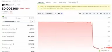 BitMEX代币暴跌九成交易所关停
