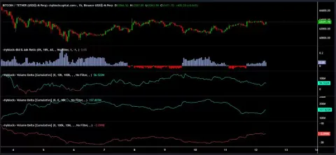 订单簿结构凸显交易信心,比特币（BTC）强势上攻逼近7万美元