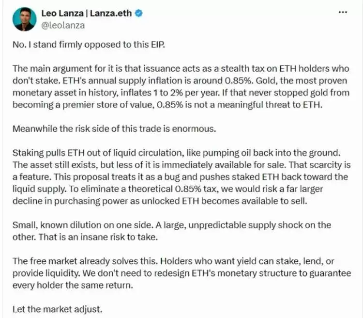 以太坊（ETH）EIP-8363质押提案遭社区强烈反对矿工与验证者担忧收益缩水技术争议引爆治理危机