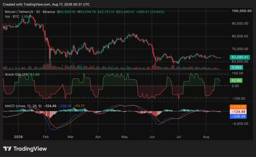 比特币于6.35万美元附近震荡,HYPE、LINK强势领涨