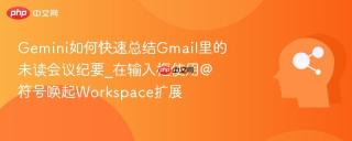 Gemini如何快速总结Gmail里的未读会议纪要_在输入框使用@符号唤起Workspace扩展