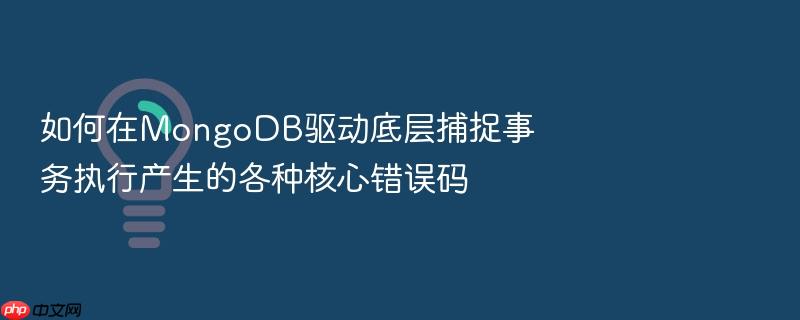 如何在mongodb驱动底层捕捉事务执行产生的各种核心错误码