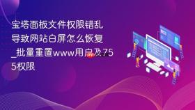 宝塔面板文件权限错乱导致网站白屏怎么恢复_批量重置www用户及755权限