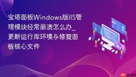 宝塔面板Windows版IIS管理模块经常崩溃怎么办_更新运行库环境与修复面板核心文件