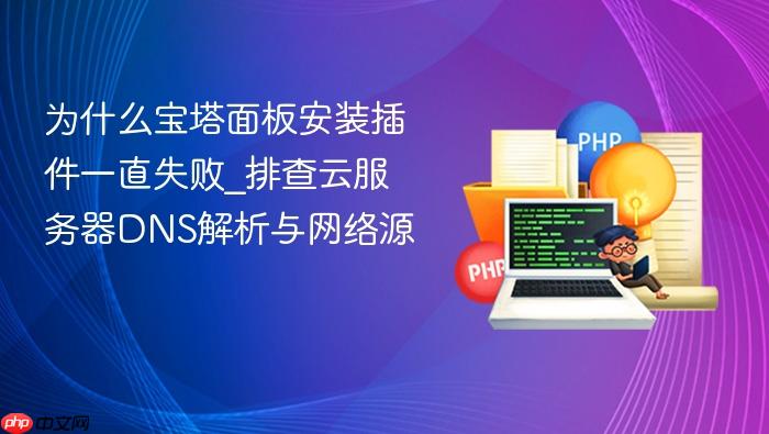 为什么宝塔面板安装插件一直失败_排查云服务器dns解析与网络源