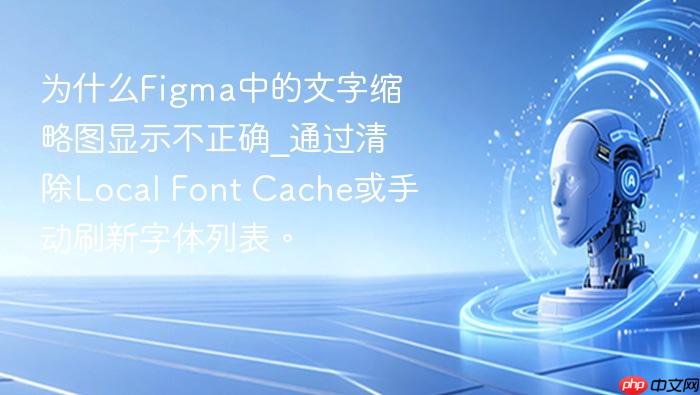 为什么figma中的文字缩略图显示不正确_通过清除local font cache或手动刷新字体列表。