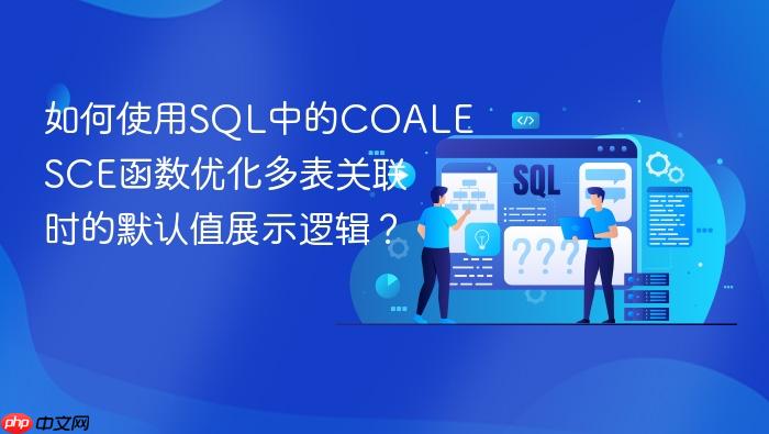 如何使用sql中的coalesce函数优化多表关联时的默认值展示逻辑?